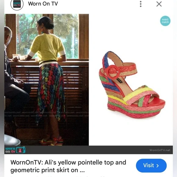 Alice + Olivia Josiey Rainbow Raffia Wedge Sandals Size 8 Colorful Platform Shoe - Picture 3 of 16